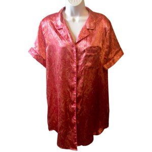 Sofia Delicates Sleep Shirt Pink Paisley Nightgown Large
